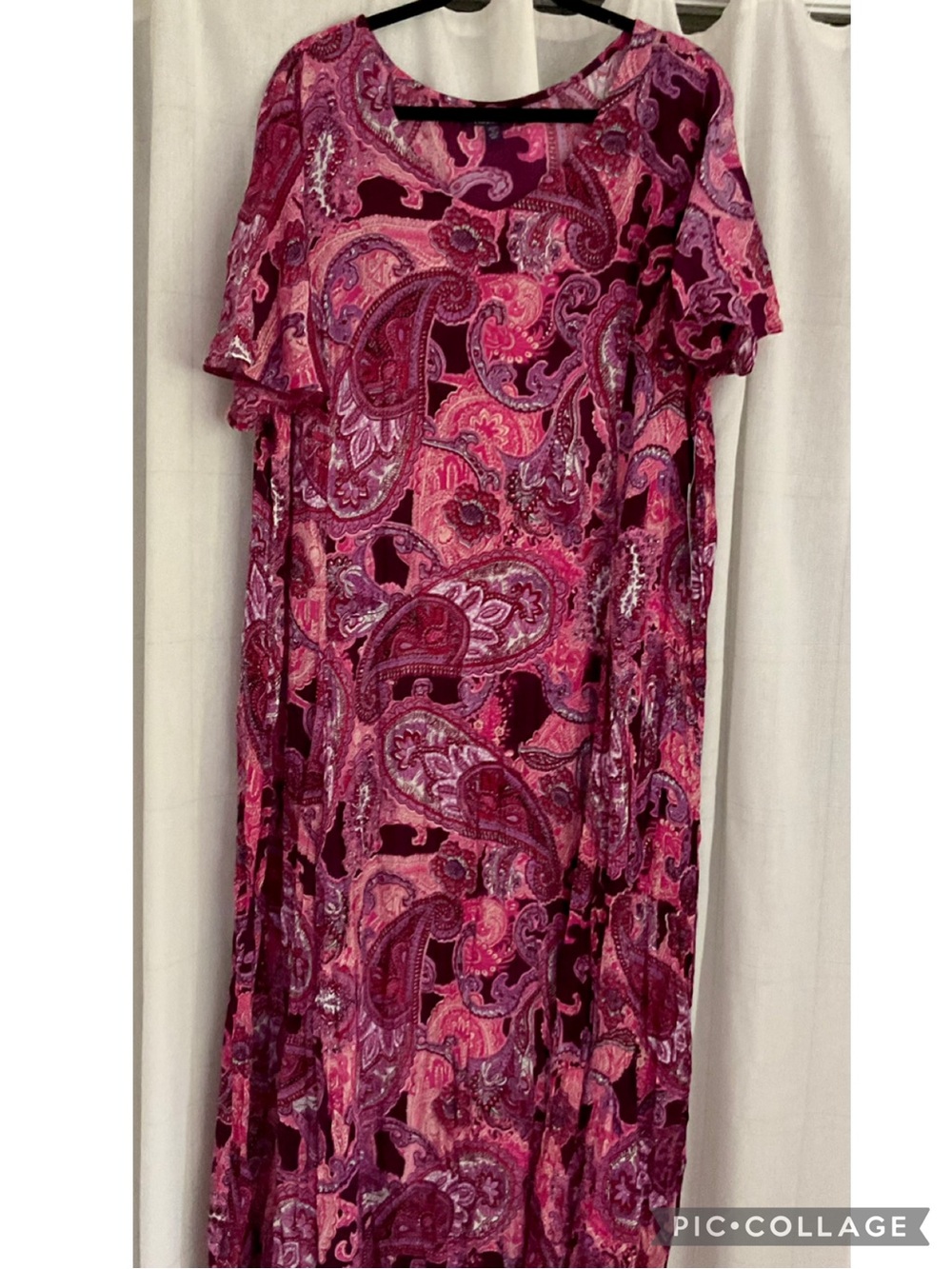 Roaman's Burgundy and Pink Paisley Maxi Dress